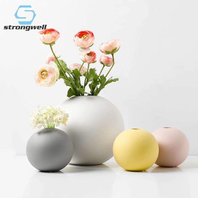 

Strongwell Europe Round Ceramic Flower Vase Artwork Crafts Plant Holder Home Decoration Accessories Morden Wedding Gifts1