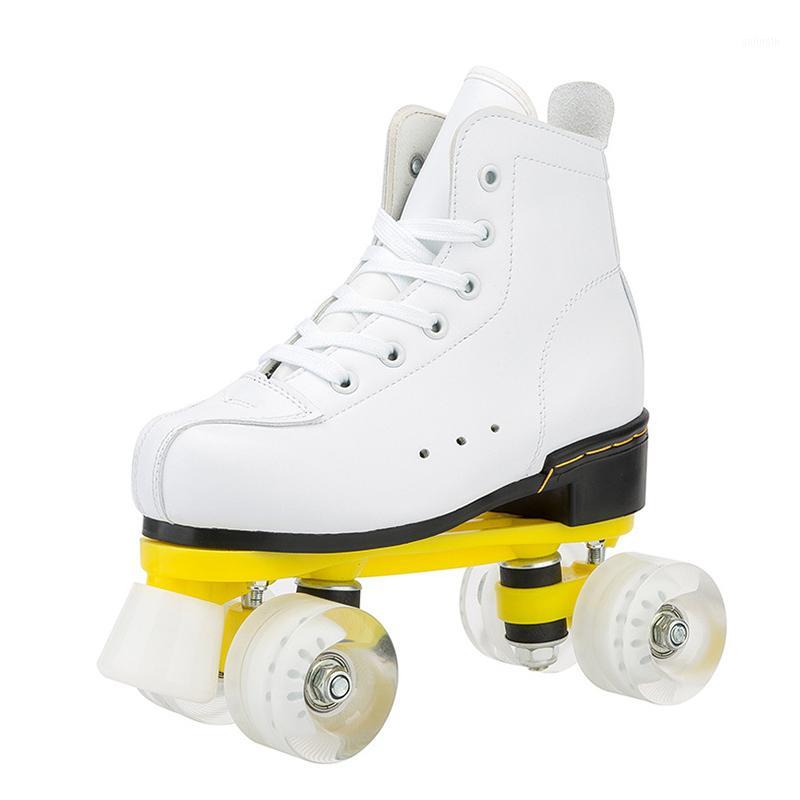 

Roller Skates Double Line Skates Women Men Adult Two Line Skate Shoes Patines De 4 Ruedas With White PU 4 Wheels Patins1, Red pu wheels