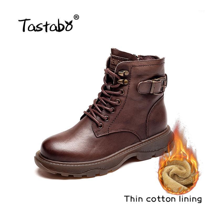 

Handmade 2021 Winter Snow Boots Women Genuine Leather Shoes Woman Rubber Ankle Boots Female Retro Fur Shoes A16-21, Brown