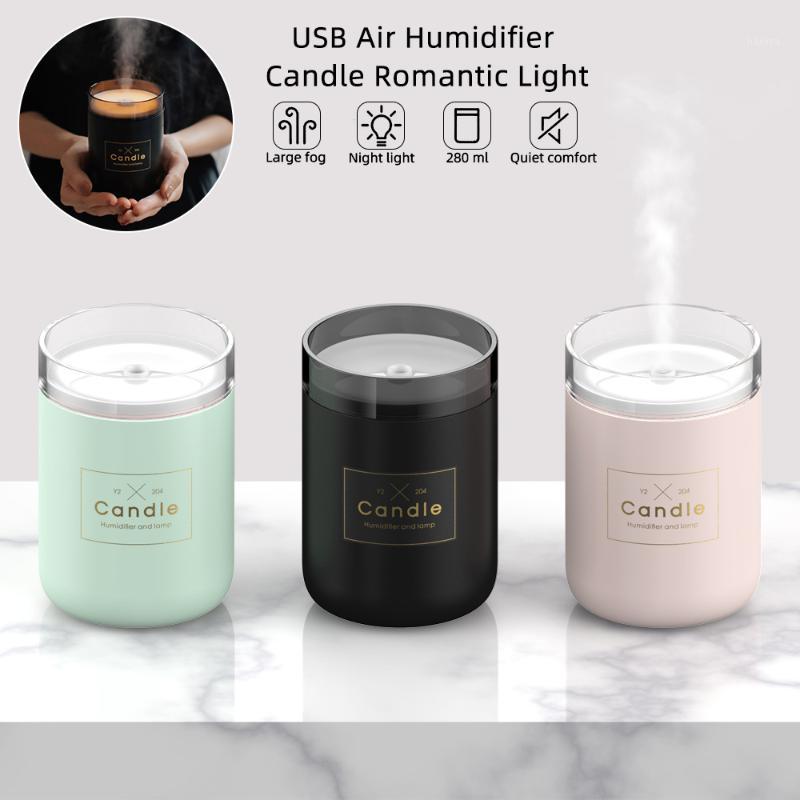 

280ML Ultrasonic Air Humidifier Candle Romantic Soft Light USB Essential Oil Diffuser Car Purifier Aroma Anion Mist Maker 1pcs1