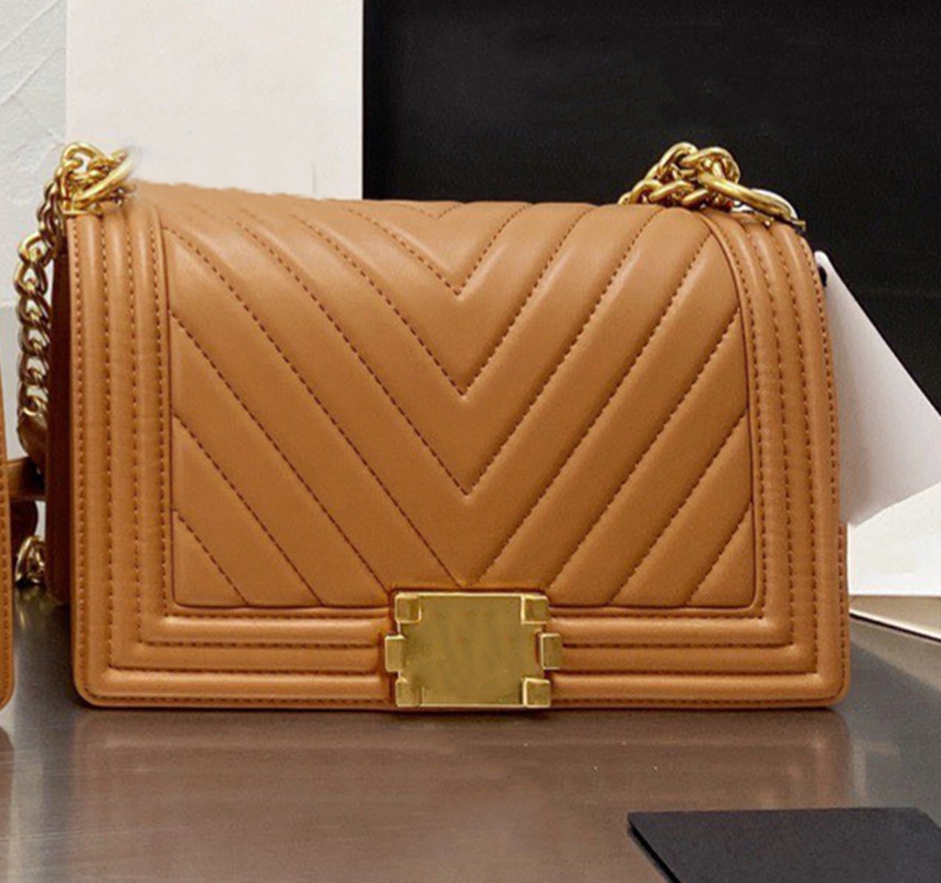

A+ Women FASHION Classic Bags Small Flap Genuine Leather Lambskin Quilted Boy Interwoven Chain Crossbody Shoulder Designer Aged/Gold Hardware, Box