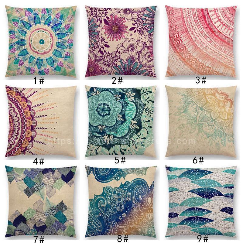 

New Arrivals Growth rings Gorgeous Flowers Prints Sofa Pillow Case Beautiful Leaf floral pattern Mandala Cushion Cover, A012201