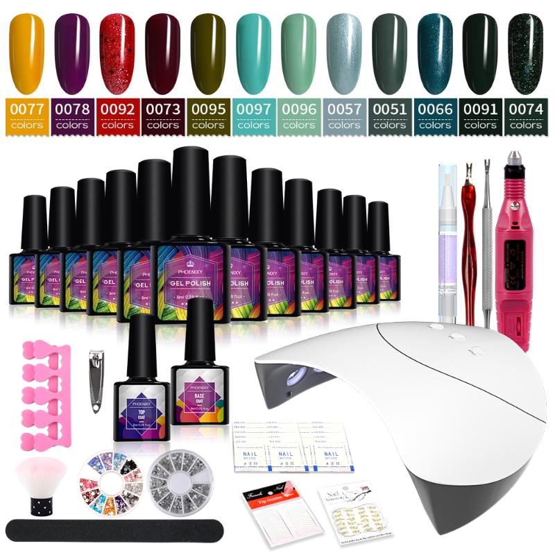 

Nail Set 80/54/36W UV LED Lamp Dryer 10/12/10Pcs Nail Gel Polish With Electric Drill Soak Off Manicure Kit Tools Set
