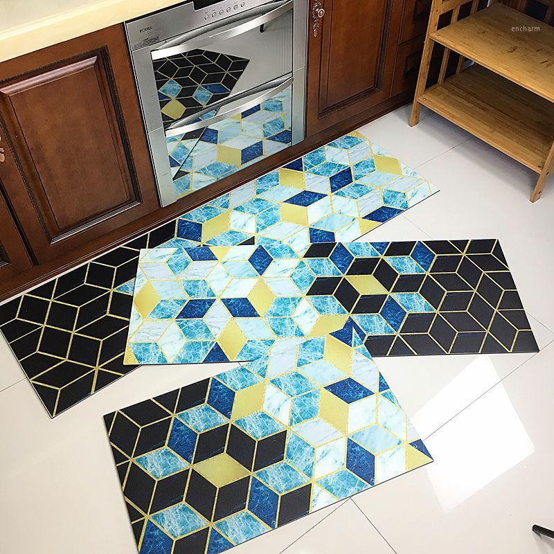 

Kitchen waterproof oil proof floor mat Washable PVC leather carpet bathroom Non-slip Marble pattern rug customize door mat1