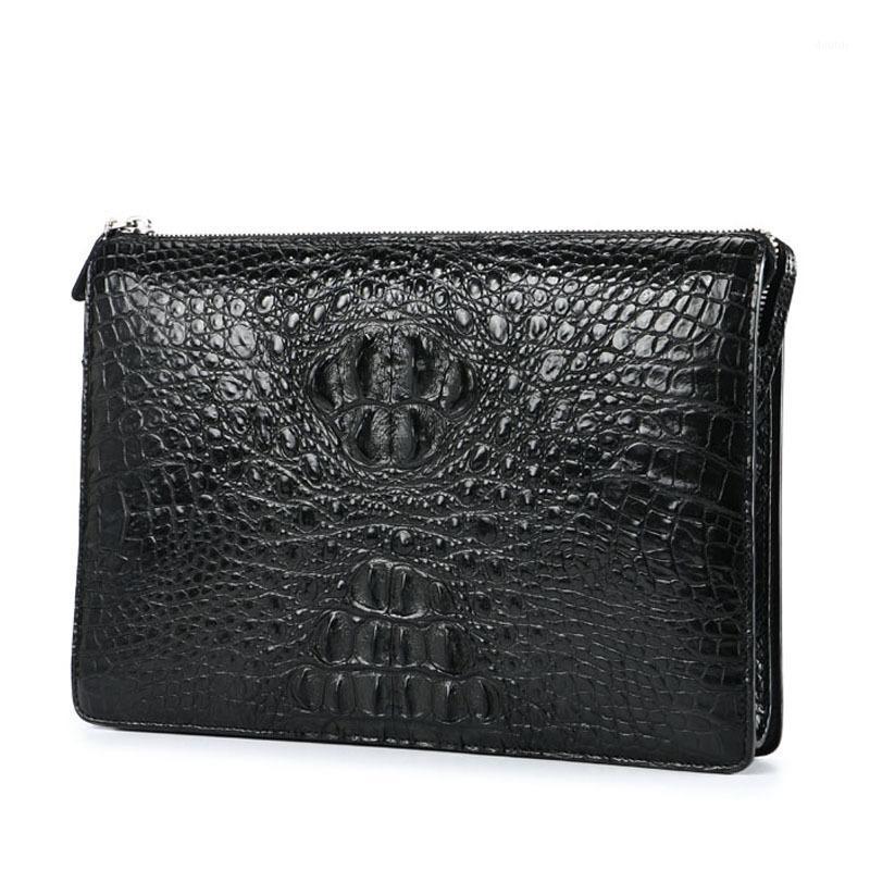

Luxurious2020 Crocodile Origin Goods Large Capacity Hand Leisure Envelope Handbag Men's Leather Bag1, Arm bag 2031 black
