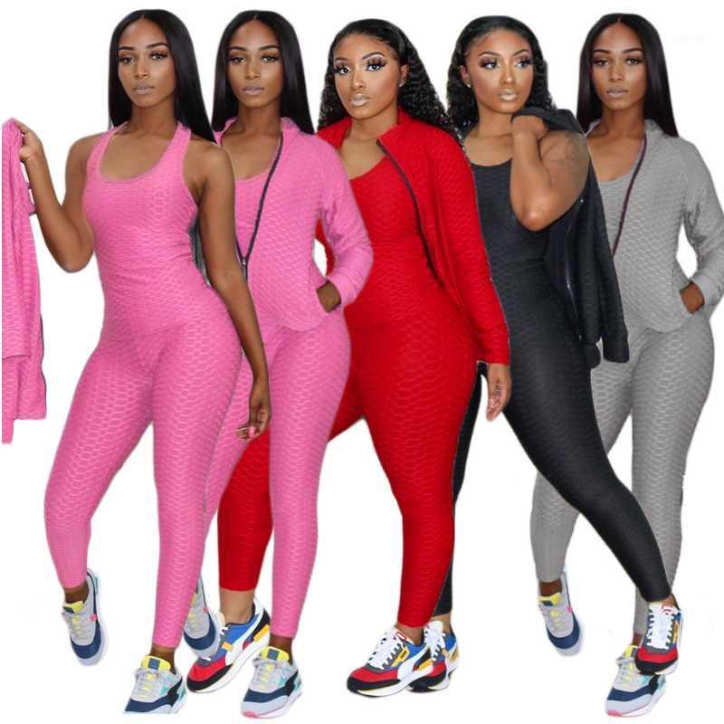 

Women' autumn and winter sports 3-piece sexy home exercise beauty hip Yoga suit red outdoor sports running clothing fitness1, Black