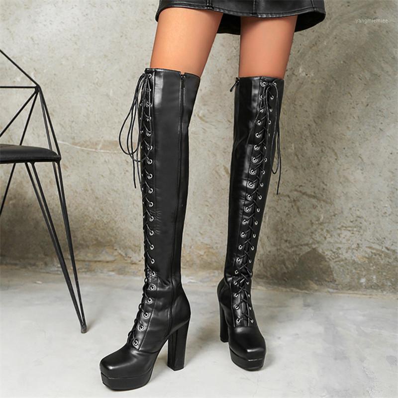 

Fashion Platform Over The Knee Boots Women High Heels Thigh High Boots Sexy Party Long Shoes Ladies Black Large Size 34-431