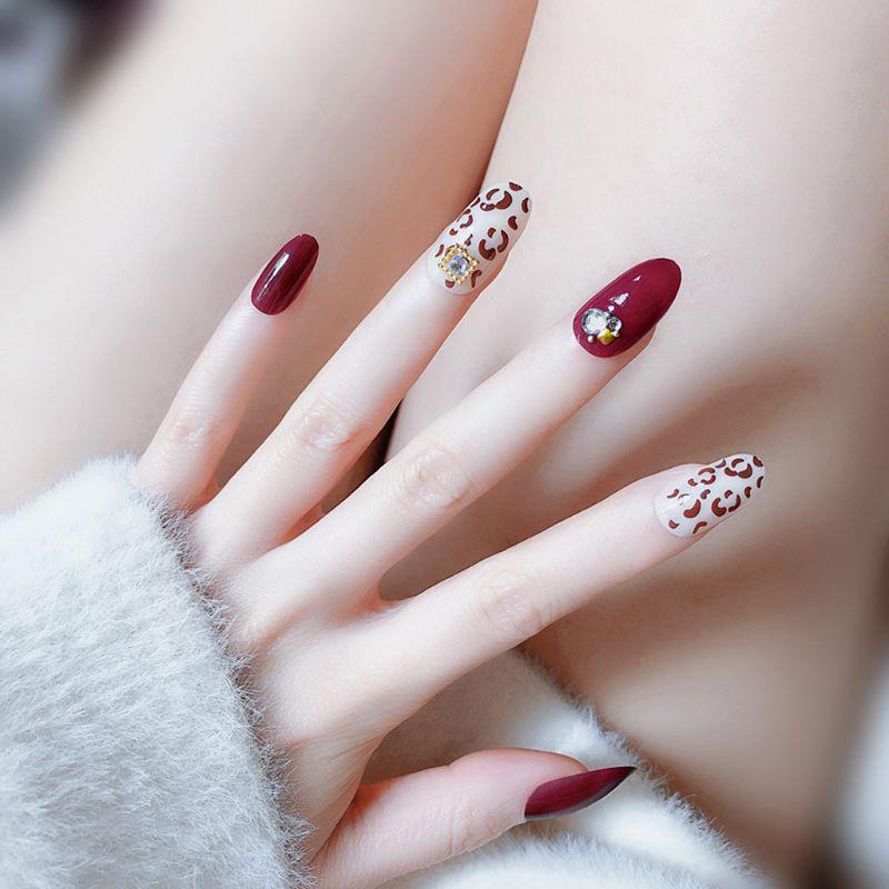 

Fashion 24pcs/set Acrylic Fake Fingernails Trend Leopard Design False Nails Simple Middle-long Size Lady Full Nail Tips Patch