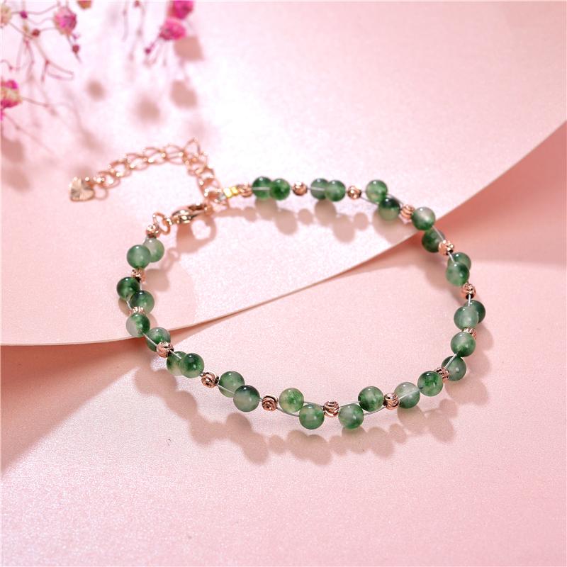 

Charms Natural Stone Bracelet Green Crystal Beaded Bracelets Handmade Bangle for Women Prayer Fitness Chain Jewelry Gift B431