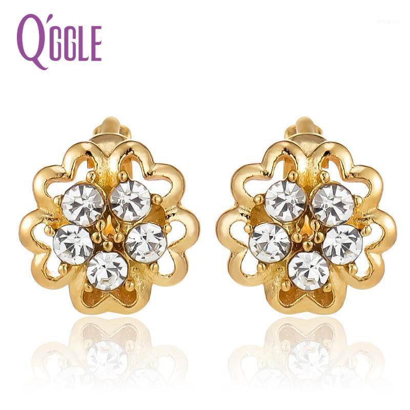 

Charm GGGLE Gold Flower Hoop Earrings Crystal Rhinestone Fashion Jewelry For Women1