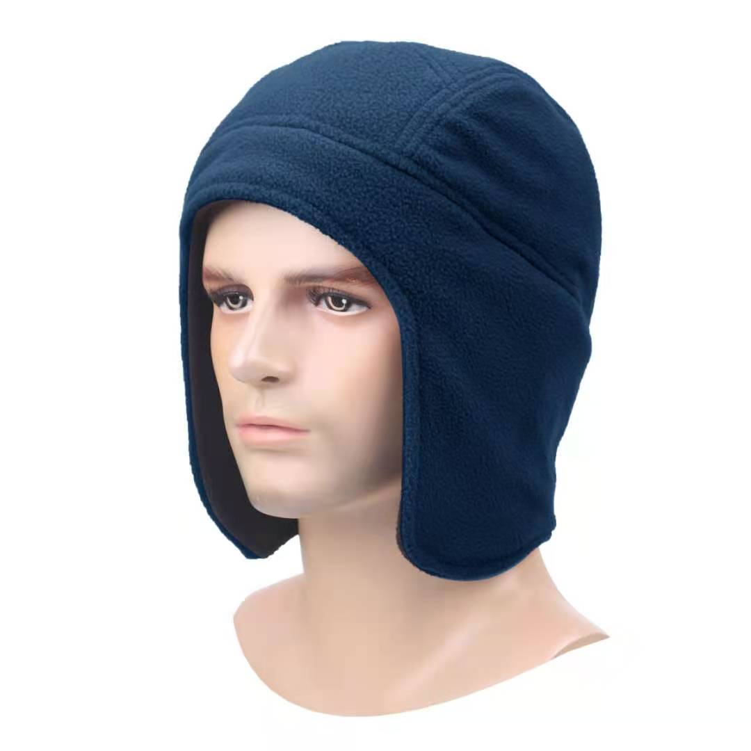 

2021 Winter hat outdoor men's plus fleece hat riding warmth thickening women's ski ear protection fleece hat, Black