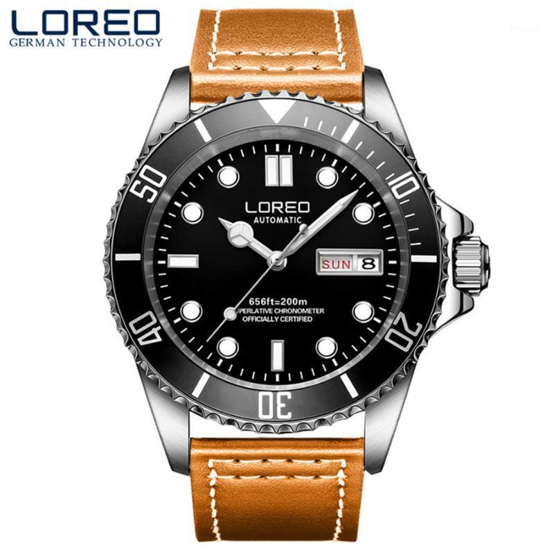 

Wristwatches LOREO Men's Luminous Watches Men Waterproof 200m Sport Watch Clock Saat Reloj Hombre Montre Homme1, Nylon strap purple