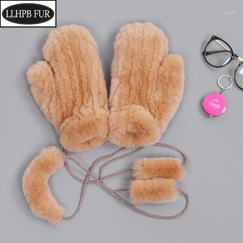 

Five Fingers Gloves Style Lady Natural Real Rex Fur Mittens Good Elastic Women Winter Knitted Mitten Outdoor Genuine Gloves1