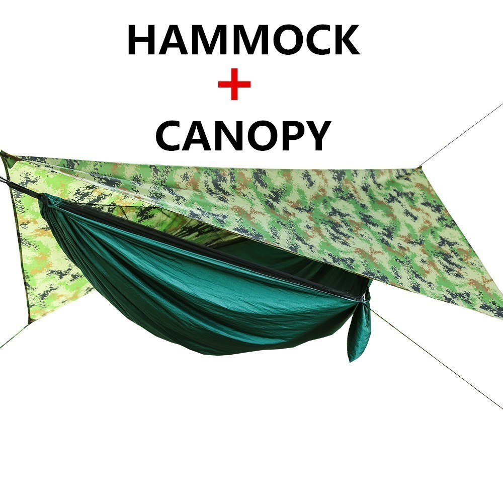 

Portable Camping Hammock With Mosquito Net And Rain Fly Tarp Set Canopy Tent Outdoor Camping Mosquito Free Swing Bed Waterproof Q0111