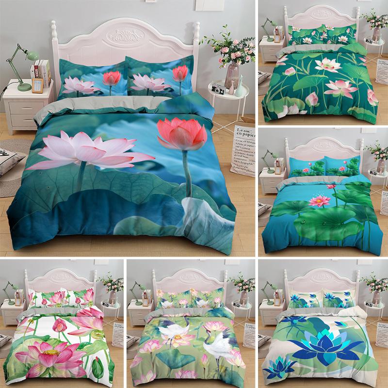 

Beatuiful Lotus Bedding Set Romantic Duvet Cover Sets King Artistic Queen  Full Single Unique Design Bed linen, Bss1037