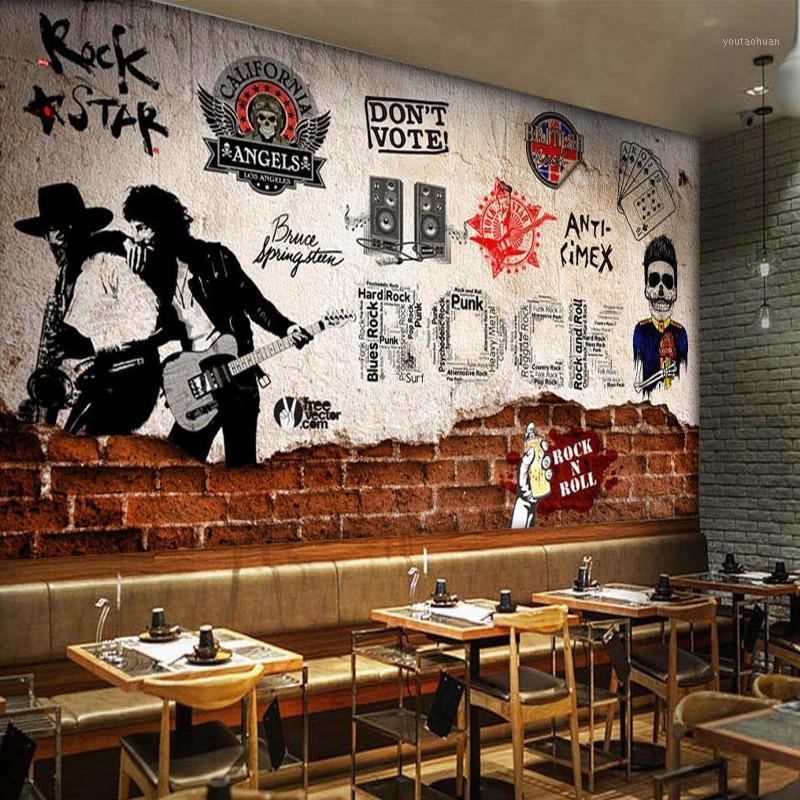 

Drop Shipping Custom Mural Europe The United States Retro Brick Wall Rock Mural Bar KTV Background Wallpaper Studio Wallpaper1, As pic