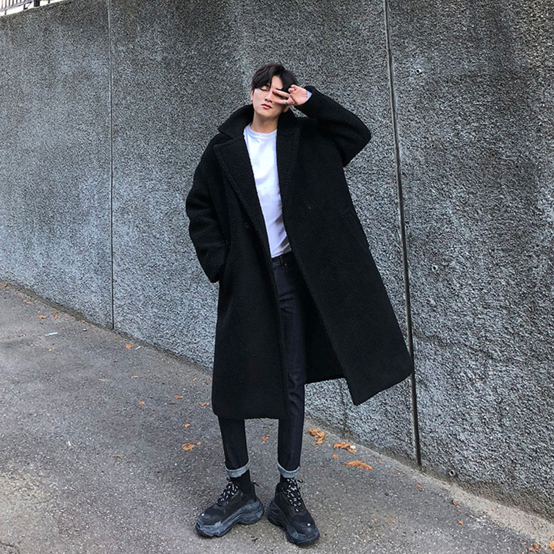 

2021 Korean Version of New Thick Soft Wool Jacket Autumn/winter Has Long Length Reaching Below Knee. 1C9A, Add cotton