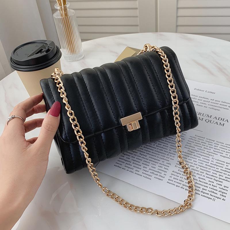 

Luxury Handbags Designer Bags For Women 2021 New Fold Crossbody Bag Ladies Chain Shoulder Bags Leather Clutches Purse Sac A Main, Black