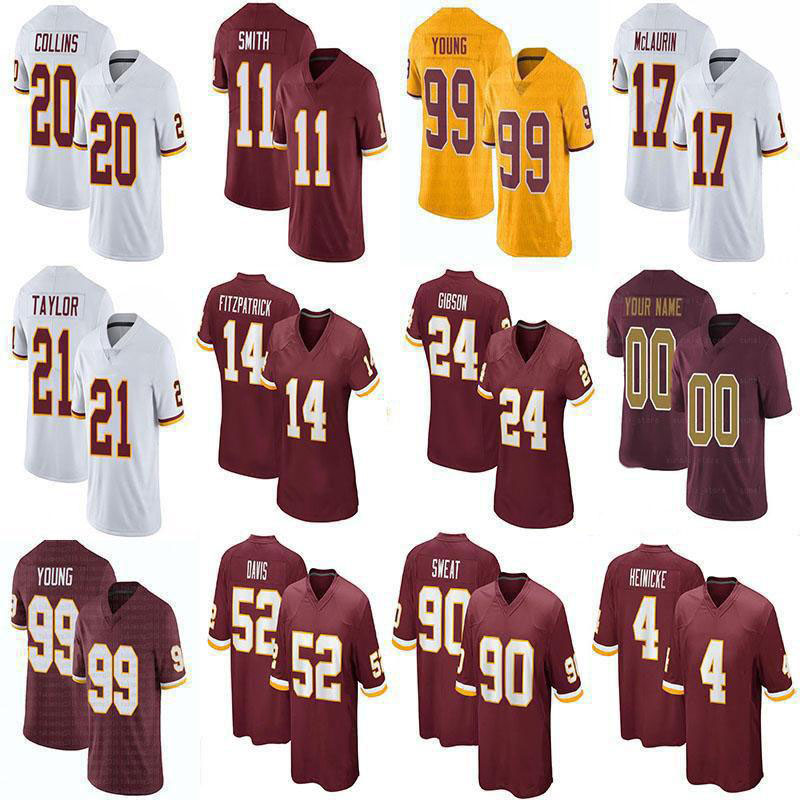 

99 Chase Young 21 Sean Taylor 4 Heinicke 17 Terry McLaurin Custom Football Jerseys 24 Antonio Gibson 90 Montez Sweat 52 Jamin Davis 13 Adam, Black;red