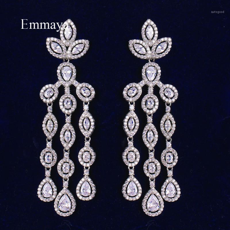 

Stud Emmaya Arrival Round And Waterdrop Appearance Tassel CZ Long Earring Women&Girls Distinctive Dress-up In Dinner1