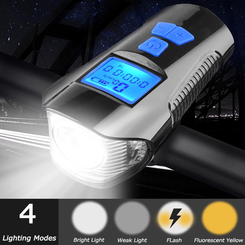 

JLETOLI Waterproof Bicycle Light USB Charging Cycling Mtb Handlebar Bike Headlight Horn Bicycle Odometer LCD Screen