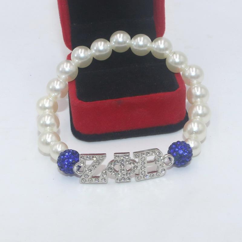 

Free Dropshipping DIY Handmade Zeta White Pearl 10mm Blue Clay Crystal Bead Elastic Bracelets Jewelry