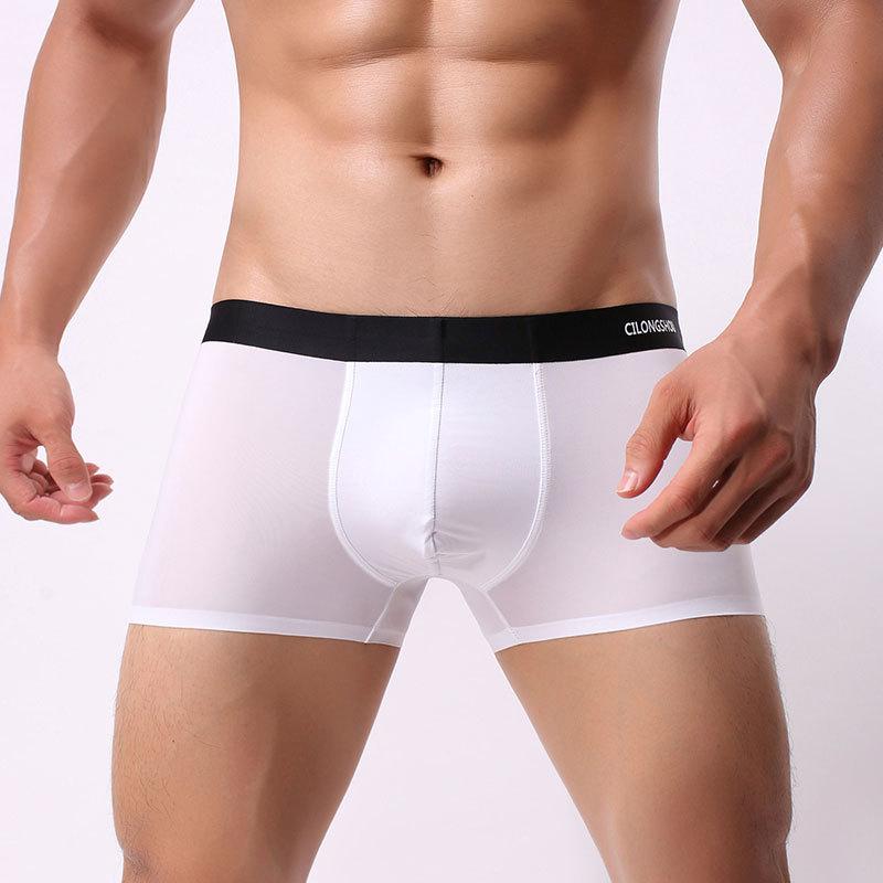 

Men's underwear men's seamless boxer briefs ice silk boxer briefs low waist talk to us if need custom packaging for dropshipping, White