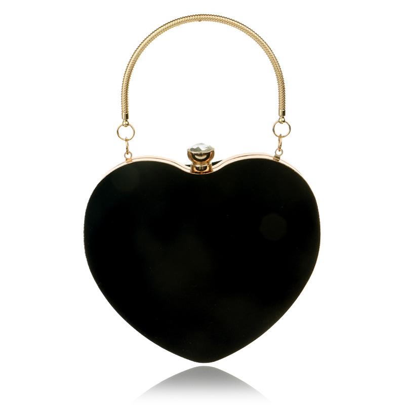 

Lady heart-shaped Clutch Bag With Chain Shoulder Luxury Handbags Women Bags Designer Classical Style Purse Evening Envelop Bags, Black