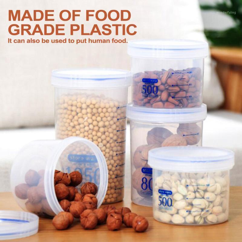

Kitchen Transparent Storage Box Multigrain Storage Box Hermetically Sealed Plastic Round Spiral Tank Container1