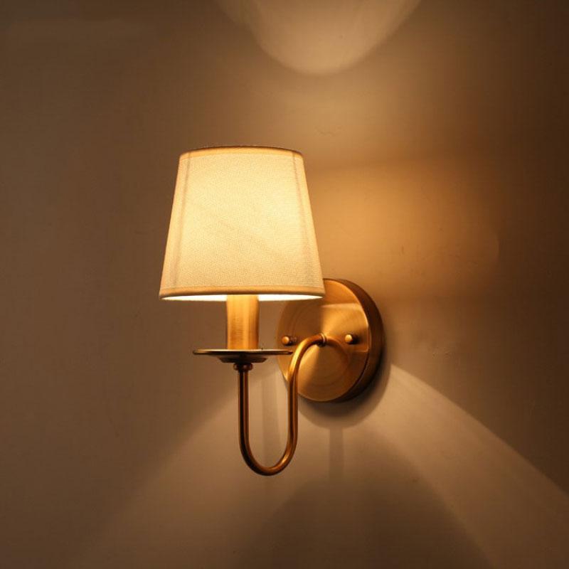 

Fabric E14 wall lamp bedroom bedside lamp modern simple European style living room hotel study office wall light corridor