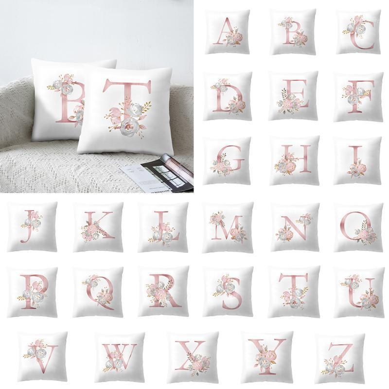 

Letter Pillow English Alphabet Polyester Cover Kids Room For Home Wedding Bed Flower Pillowcase 45x45cm Pillow Case1