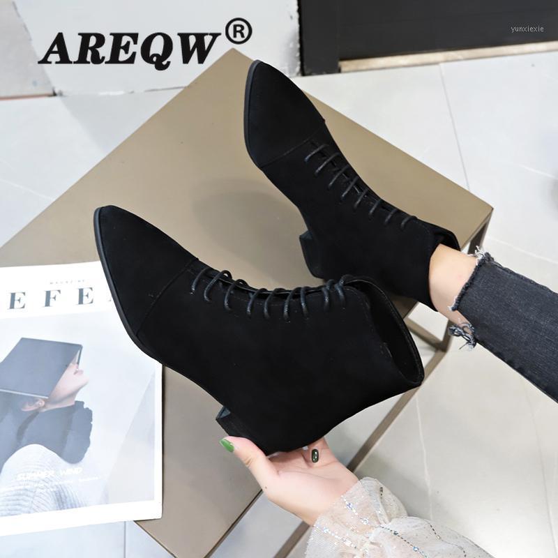 

Flock Boots Women Autumn Winter Med Heel Shoes Classic Zipper Ankle Boots Elastic Flat Women Shoes1, Black