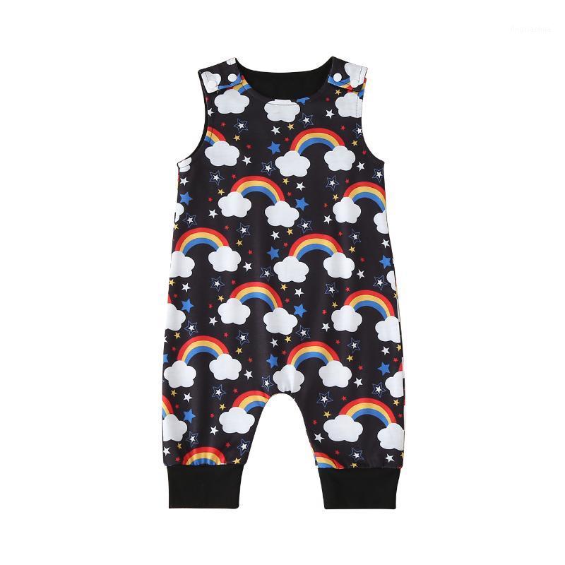 

Newborn Infant Baby Boys Girls Summer Casual Sleeveless Romper Cartoon Print Jumpsuit 0-18M1, Black