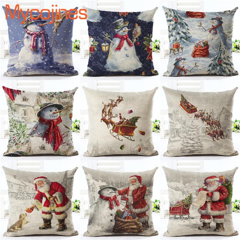 

Cushion/Decorative Pillow Christmas Case Stug Snow Cushion Covers 45X45cm Flower Birds Sleigh Ride Seat Home Sofa Decororative Throw Pillows, 12