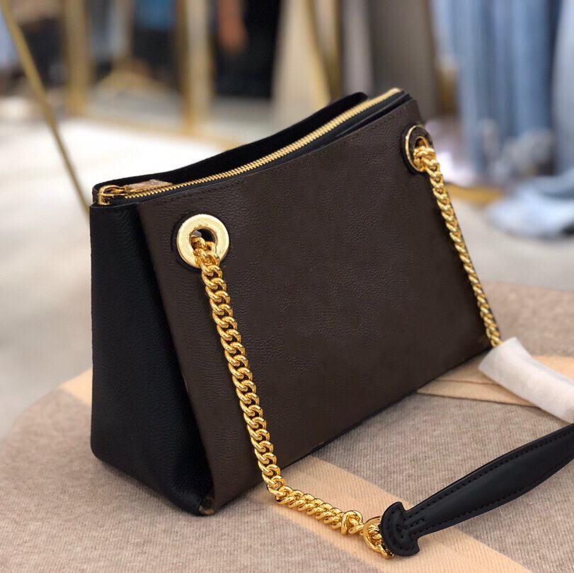 

43776 SURÈNE BB BAG Latest Lightweight Chain Embellished Design Gold Color Hardware Ladies Coated Canvas Grained Leather Shoulder Bag, Red with gift bag