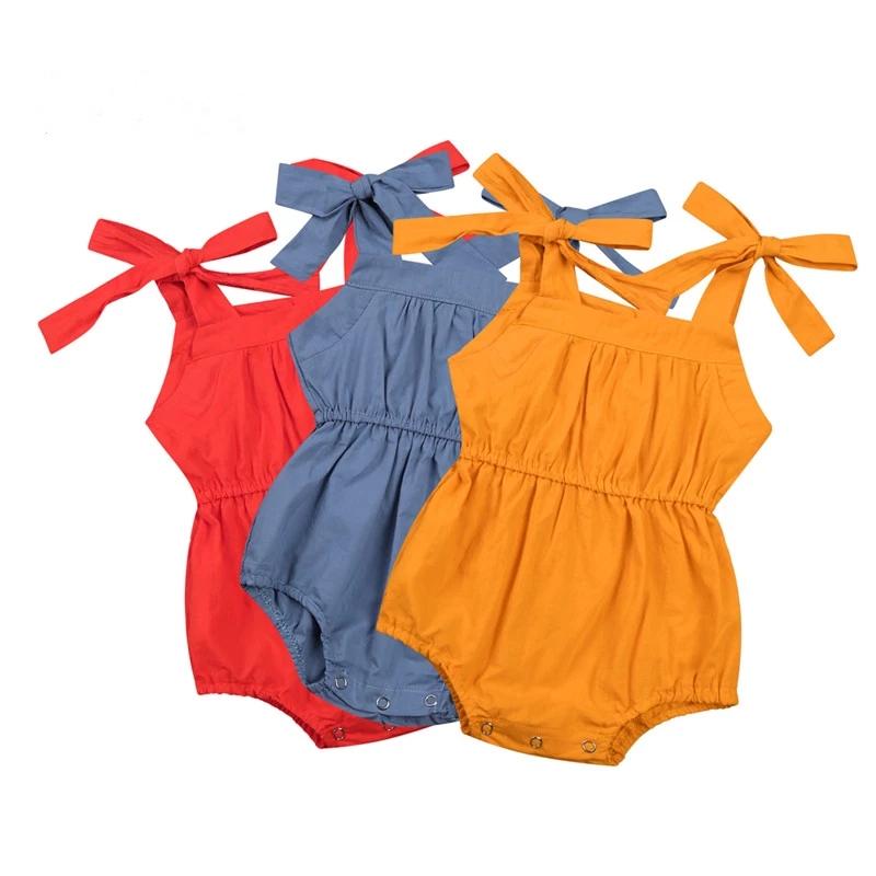 

Baby Girl's Romper, Sleeveless Lace-up Sling Bodysuit One-piece Suit for Birthday Party Photography, Blue