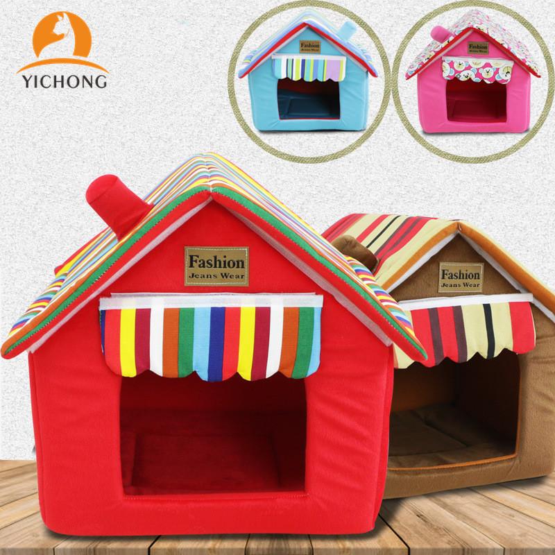 

YICHONG Pet Supplies Creative Design Foldable Dog's Nest Four Seasons Cat's House Keep Warm Antiskid Bottom Puppy Kennel YC213, Brown