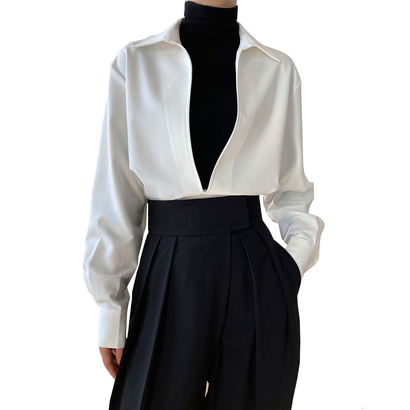 

New 2021 Women Spring Deep V-neck Designs Tops and Blouses Fashion Women's Shirts Ew5z, Black