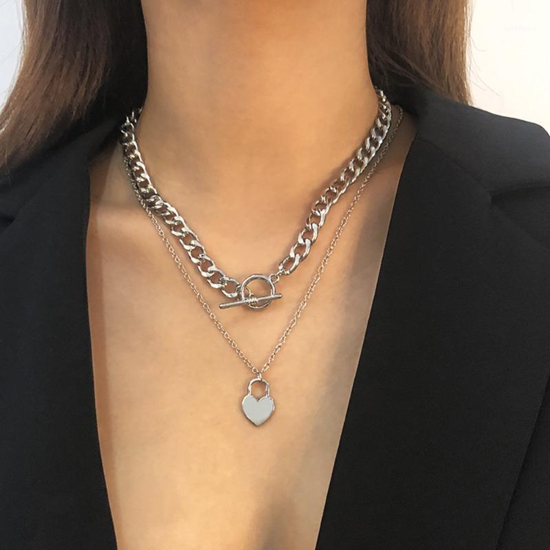 

Double Layer Chokers Necklaces 2020 New Fashion Women Heart Pendant Necklace Party Punk Choker Jewelry1