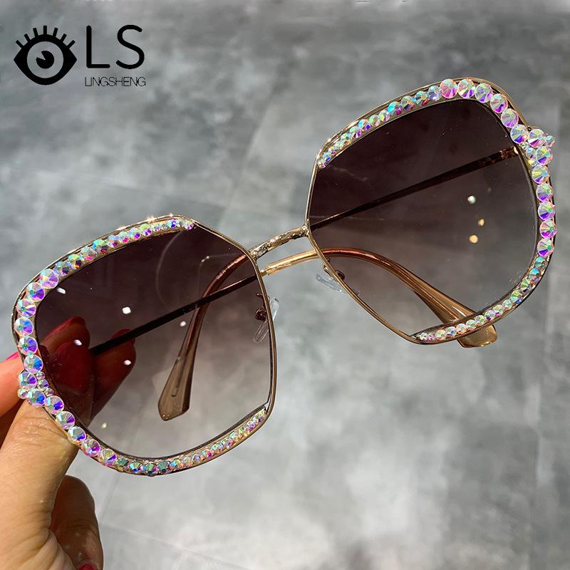 

LS Newest Square Elegant Sunglasses Women Designer Diamond Sun Glasses Female Ladies Vintage Shades Eyewear YJ048