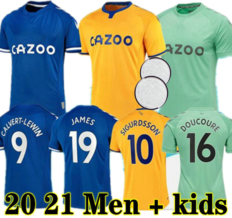 

NEW 20 21 JAMES Soccer Jerseys CALVERT LEWIN KEAN 2020 2021 SIGURDSSON RICHARLISON Football Shirts TOSUN BERNARD Adult men + kids kit Jersey, 20 21 away