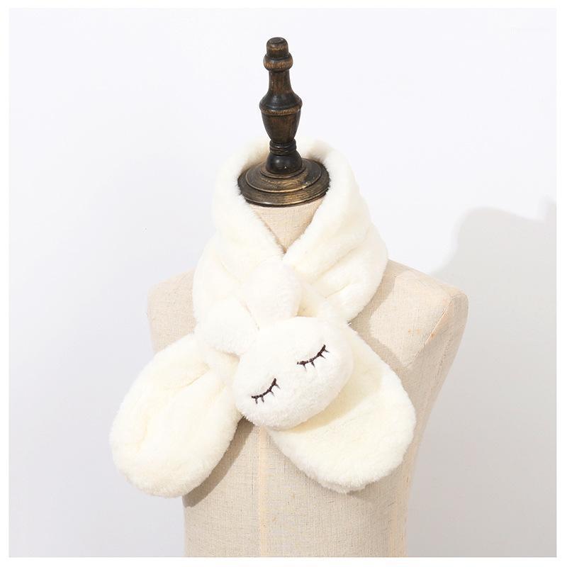 

Children's knit winter cashmere warm comfortable solid color scarf white1