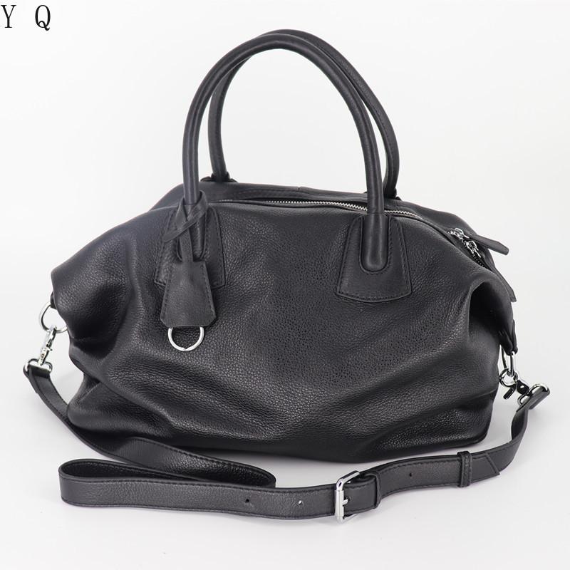 

High Quality Women Large Capacity Handbags Genuine Leather Classic Casual Tote Bags Ladies Daily Hand Bags Black Shoulder Bag, Black big size