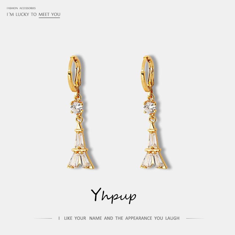 

Yhpup Paris Eiffel Tower Dangle Earrings Copper 16 K Luxury Zirconia Brincos Classic Earrings for Women Party Jewelry 2020 Gift1