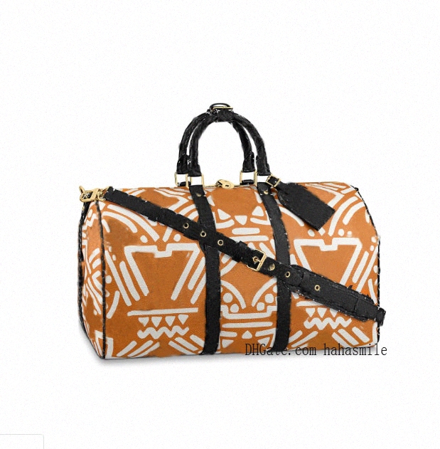 

2021 crafty mens BANDOULIÈRE duffle bag keepall 55 designer travel weekend bags duffle bags luggage bag holdall sports tote flower bla 38td#, Brown grid