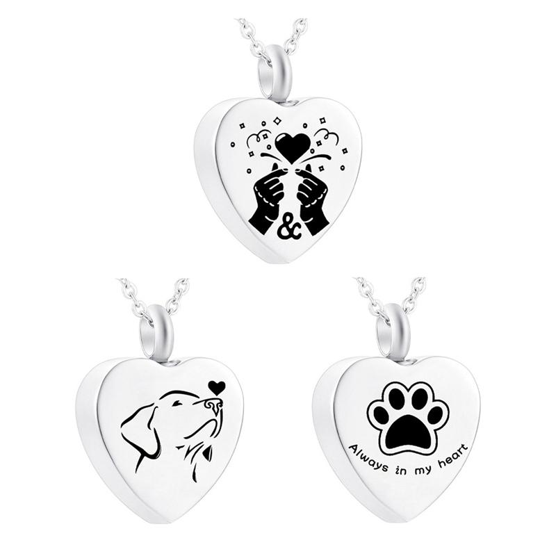 

Always In My Heart Pet Cremation Urn Necklace Dog Ash Jewelry Memorial Keepsake Pendant