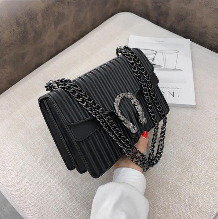 

Factory wholesale women handbag fashionable striped chain bag embossed leather shoulder bags street trend stripeds womens messenger handbags