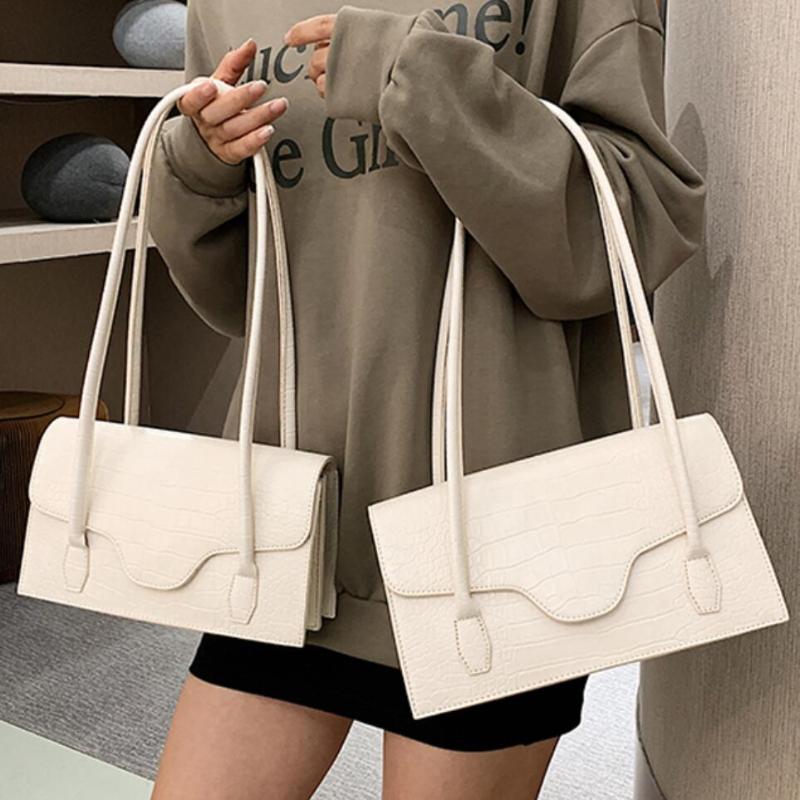 

Crocodile pattern Square Armpit bag 2020 Fashion New Quality PU Leather Women's Designer Handbag High capacity Shoulder Bags, 25 cm black
