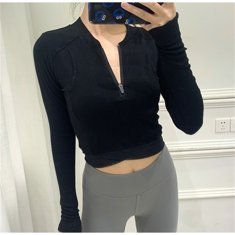 

2021 New Jogging Black Yoga Zip Up Top Autumn Woman Clothes 8h4y