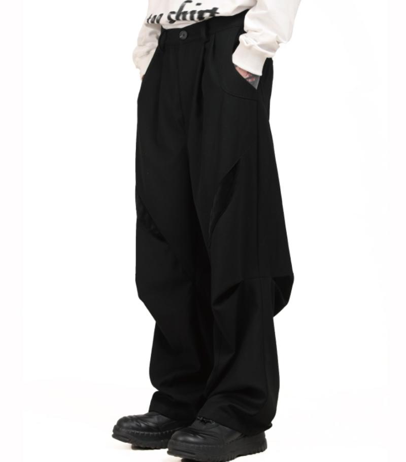 

27-46 2020 Men Women's clothing Hair Stylist fashion street Loose velvet stitching casual Wide Leg Pants plus size Costumes, Black